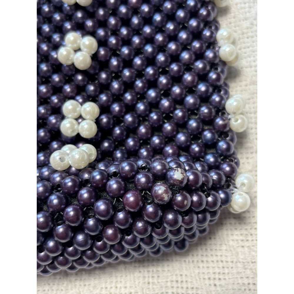 Preloved Purple & Ivory La Regale Made In India Beaded Mini Box Bag - Picture 7 of 9
